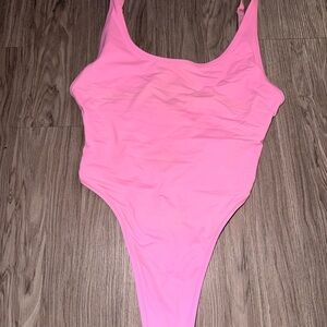 SKIMS Hot Pink Scoop-Neck One-Piece Swimsuit